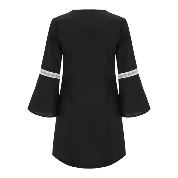 Boho Summer Cotton Dress for Women – O-Neck, Long Sleeve, Knee-Length, Plus Size Casual Sundress