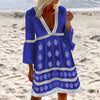 Boho Summer Cotton Dress for Women – O-Neck, Long Sleeve, Knee-Length, Plus Size Casual Sundress