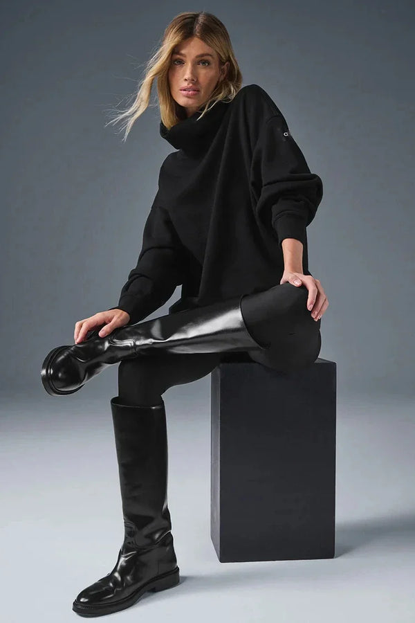 Women’s Oversized Turtleneck Pullover – Cotton Street Style Sweatshirt