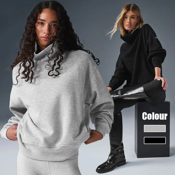 Harajuku Loose Fit Sweatshirt – High Neck, Fleece, Spring 2025