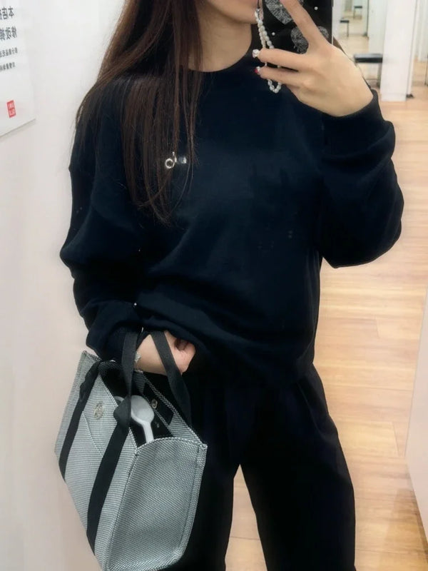 Women’s Spring Pullover Sweatshirt – Loose Fit, Round Neck, Long Sleeve